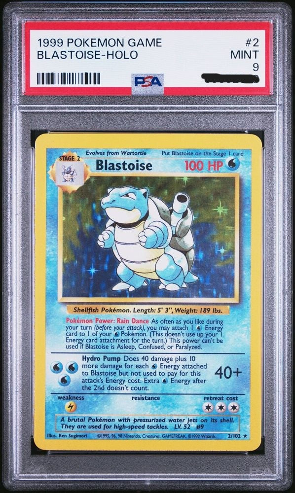 Unlimited Base Set Blastoise Holo 2/102 PSA 9 MINT