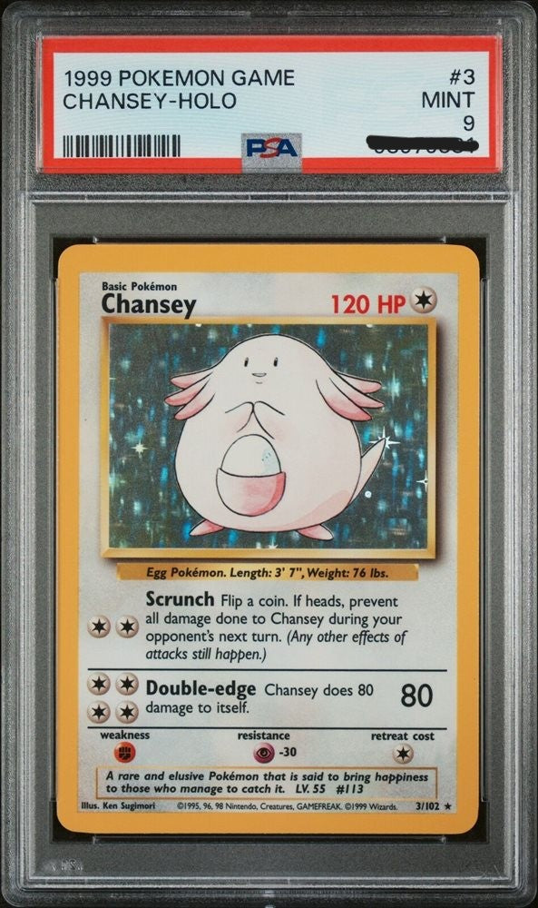 Unlimited Base Set Chansey Holo 3/102 PSA 9 MINT