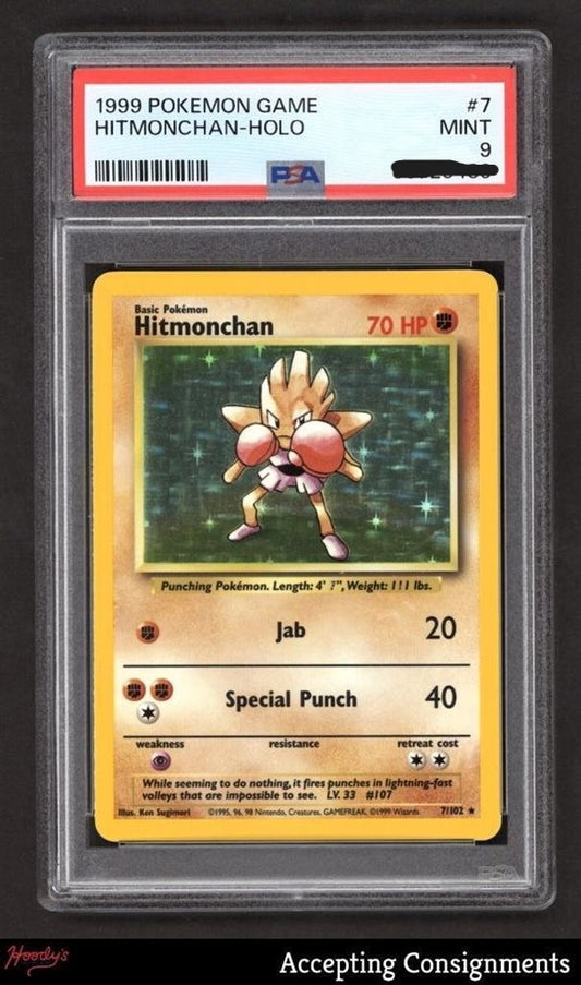 Unlimited Base Set Hitmonchan Holo 7/102 PSA 9 MINT