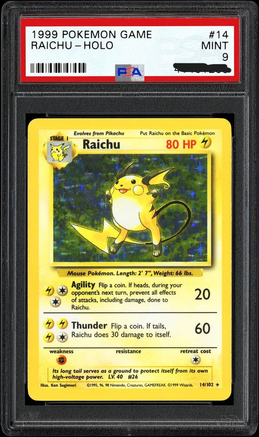 Unlimited Base Set Raichu Holo 14/102 PSA 9 MINT