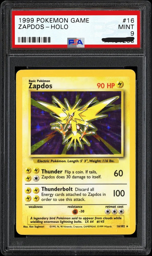 Unlimited Base Set Zapdos Holo 16/102 PSA 9 MINT